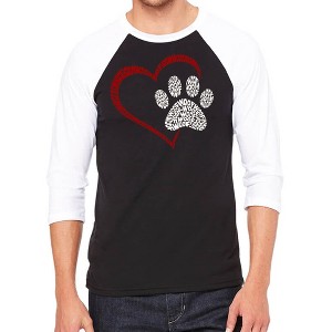 LA Pop Art Paw Heart - Men's Raglan Baseball Word Art T-Shirt - 1 of 4