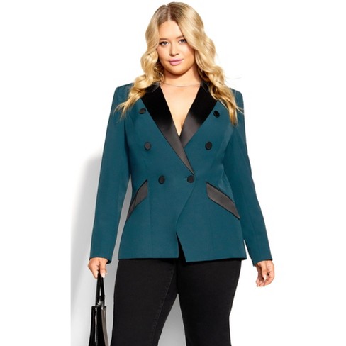 Agnes Orinda Women's Plus Size Velvet Button Notched Lapel Formal