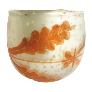 Storied Home Etched Mercury Glass Tealight/Votive Candleholder, Matte Silver Finish and Coral Color - 1 of 3