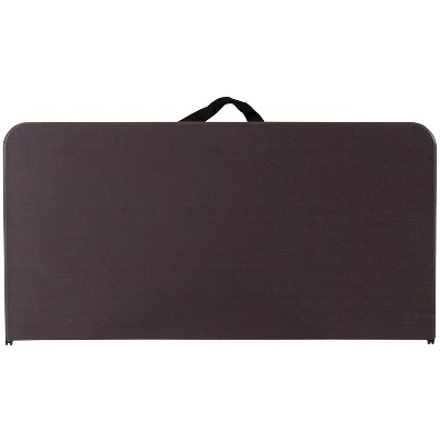 Brown and Black Metal Square Folding Table with Plastic Top