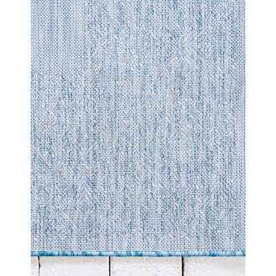 Aqua Blue Synthetic 8' x 11' Flat Woven Outdoor Rug