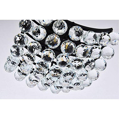 Corona 12-Inch Black and Crystal Flush Mount Light