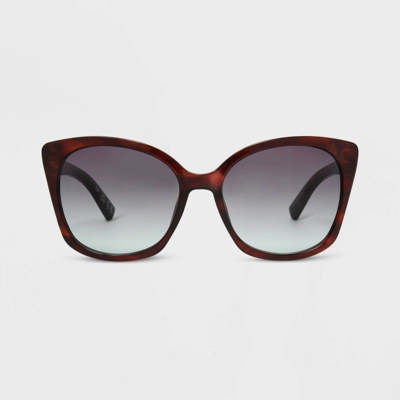 Women&#39;s Shiny Plastic Cateye Sunglasses with Gradient Lens - Universal Thread&#8482; Brown/Tortoise Print, 1 of 4