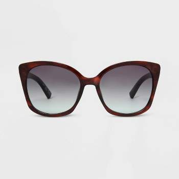 Women's Shiny Plastic Cateye Sunglasses with Gradient Lens - Universal Thread™ Brown/Tortoise Print