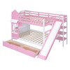 NicBex Full Over Full/Twin over Twin Bunk Bed with 2 Drawers 3 Shelves,Castle Style Loft Bed with Slide for Bedroom,Pink/White/Gray/Blue - 4 of 4