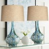 Possini Euro Design Kenya 29 1/2" Tall Modern Coastal End Table Lamps Set of 2 Blue Green Ceramic Beige Shade Living Room Bedroom (Colors May Vary) - 2 of 4