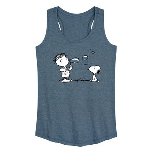 Women's - Peanuts - Rerun And Snoopy Bubbles Graphic Racerback Tank - 1 of 4