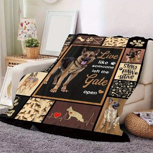 Luxurious German Shepherd Flannel Throw Blanket Double-Sided Plush with Humorous Dog Quotes & Paw Designs, Dog Blanket. - 1 of 4