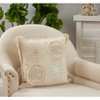 Saro Lifestyle Embroidered Ho Ho Ho Snowflake Pillow - Down Filled, 18" Square, Ivory - 3 of 3