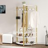 Corner Coat Rack with Shoe Bench Entryway and 6 Double Hooks - Corner Clothes Rack with Storage Corner Hall Tree with Organizer Shoe Bench Shelf - 2 of 4
