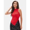 EXLURA Women's Summer Sleeveless High Neck Tank Tops Sexy Twist Knot Asymmetrical Hem Shirts - 2 of 4