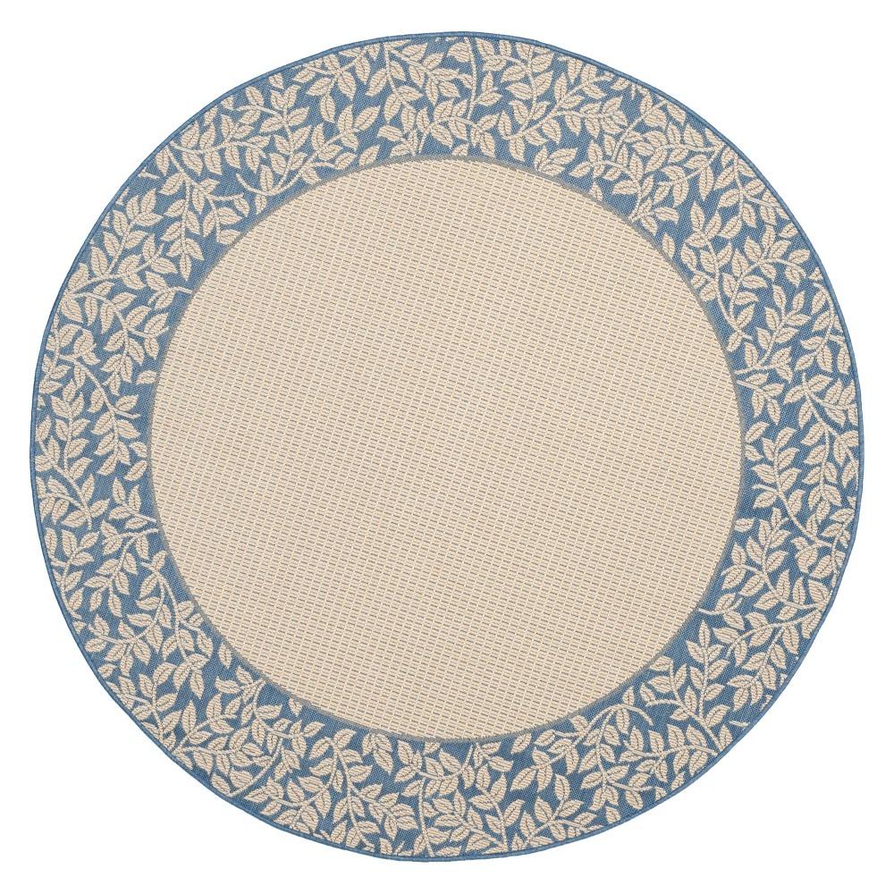 6'7in Round Aalborg Outdoor Rug Natural/Blue - Safavieh