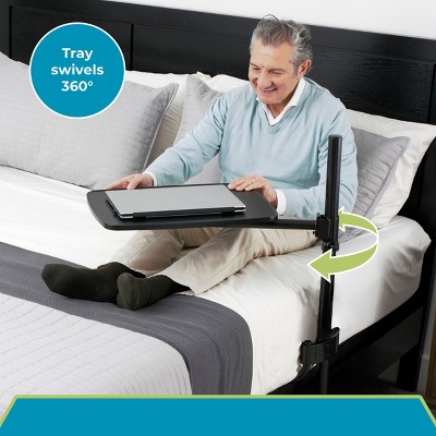 Adjustable Black Overbed Table with Swivel Tray