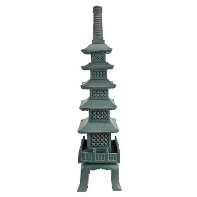 Verdigris Bronze Resin Asian Garden Pagoda Sculpture