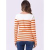INSPIRE CHIC Women's Color Block Round Neck Long Sleeves Striped Basic T-Shirt - 4 of 4