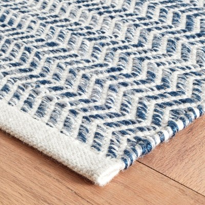 Coastal Blue Herringbone Handwoven Indoor Rug