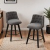 25" Swivel Bar Stools Set of 2-Modern Counter Height Stools with Linen Upholstery Button Tufted Back - Leovsnove - 3 of 4