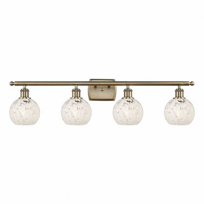 White Mouchette - 4 Light Bath Vanity In Modern Style-9 Inches Tall and 36 Inches Wide