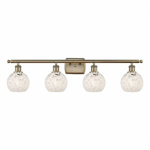 White Mouchette - 4 Light Bath Vanity In Modern Style-9 Inches Tall and 36 Inches Wide - 1 of 1
