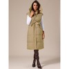INSPIRE CHIC Women's Long Sleeveless Hooded Pockets Belted Winter Vest Jackets - 2 of 4