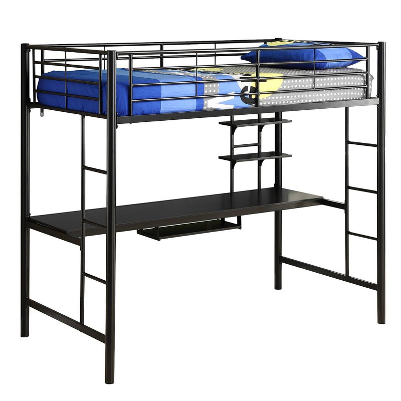 Twin Analise Metal Loft Bed with Wood Desk - Saracina Home, 1 of 7