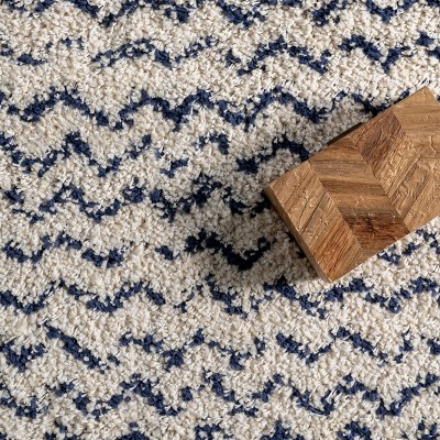 Dimora Navy Shag 9'x12' Synthetic Handmade Area Rug