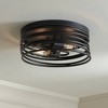 Possini Euro Design Beardsley 13" Modern Industrial 2-Light Flush-Mount Ceiling Light Fixture Kitchen Foyer Hallway Drum Round Black Finish Metal - 2 of 4
