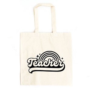 City Creek Prints Teacher Rainbow Canvas Tote Bag - 15x16 - Natural - 1 of 2