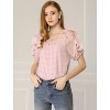 INSPIRE CHIC Women's Ruffled Boat Neck Chiffon Out Shoulder Short Sleeve Tops - 3 of 4