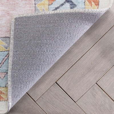 Light Blue and Pink Chenille Kids Rectangular Rug 6' x 9'