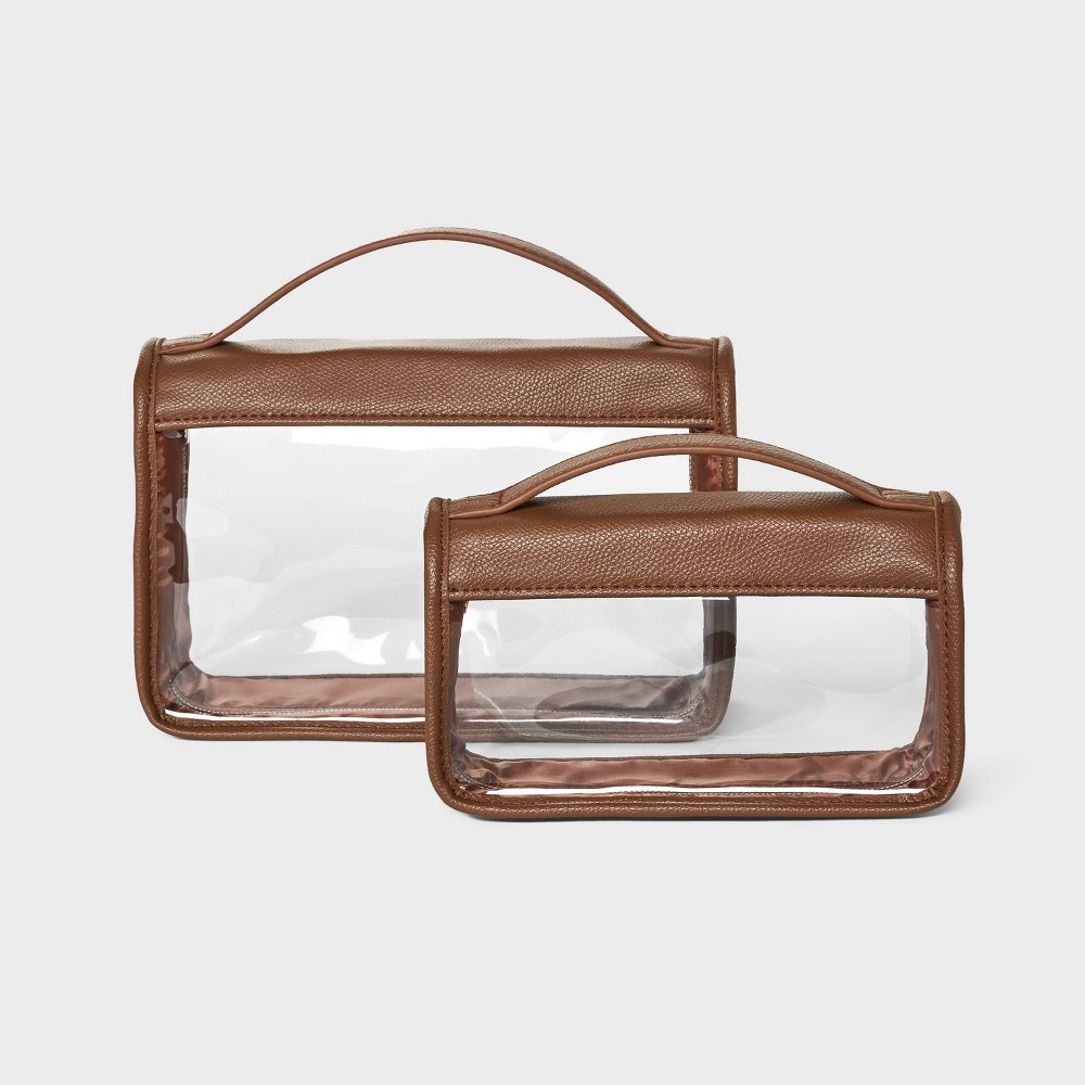 Travel Pouch - A New Day™ Brown: Top Handle Handbag, Solid Pattern, PVC & Material