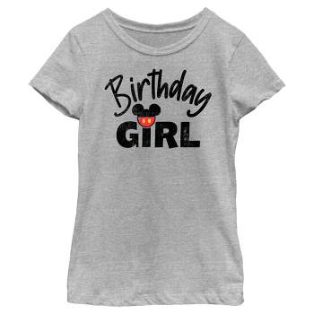 Girl's Mickey & Friends Distressed Birthday Girl T-Shirt
