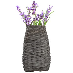 AuldHome Design Wall Hanging Pocket Basket; Woven Wicker Rustic Farmhouse Long Basket; 17 x 9 x 5 Inches - 1 of 4