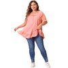 Agnes Orinda Women's Plus Size V-Neck Button-up Short Sleeve Ruffled Hem T-Shirts - 3 of 4