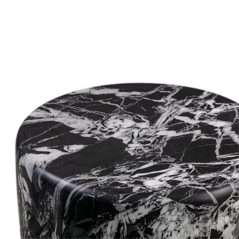 TOV Furniture Marisol 14" Round Marble Side Table in Black Finish, 5 of 9