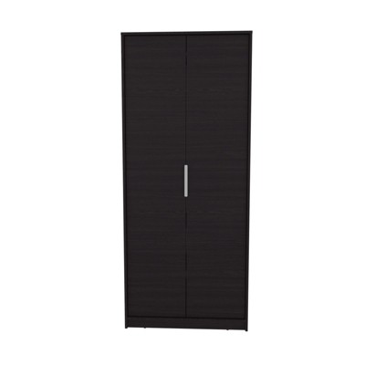 SEVOBAL Armoires Double Doors Wardrobe with Hanging Rod and Interior Shelves for Compact Bedroom Storage, Black, 20.6"*31.4"*74.4"