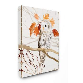 Stupell Industries Owl In Fall Forest Animal Watercolor Painting