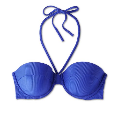 Women's Longline Ribbed Bikini Top - Shade & Shore™ Blue M : Target