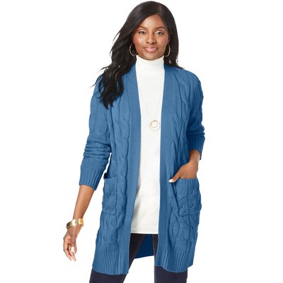 Jessica London Women's Plus Size Cable Duster Sweater