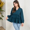 Anna-Kaci Women's Long Sleeve Tiered Babydoll Blouse with V-Neck for Casual Looks - 2 of 4