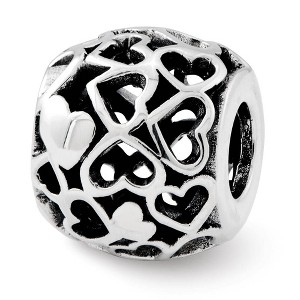 Black Bow Jewelry Bali Solid & Open Hearts Bead Charm in Antiqued Sterling Silver, 10mm - 1 of 4