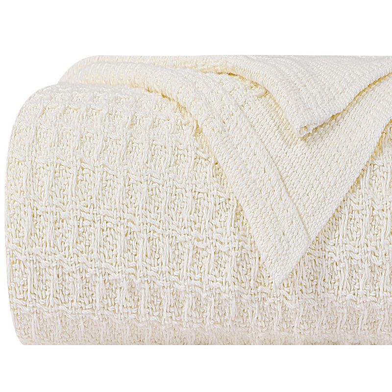 1 Pc Cotton Waffle Weave Comfortable Bed Blanket - PiccoCasa, 2 of 9