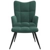 vidaXL Plush Relaxing Chair with Ottoman - Modern Dark Green Velvet Lounger with Steel Frame & Thick Foam Padding - 3 of 4