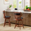 Tangkula 24 Inch Bar Stools Set of 4 w/ Rubber Wood Frame Faux Leather Upholstered Seat - 3 of 4