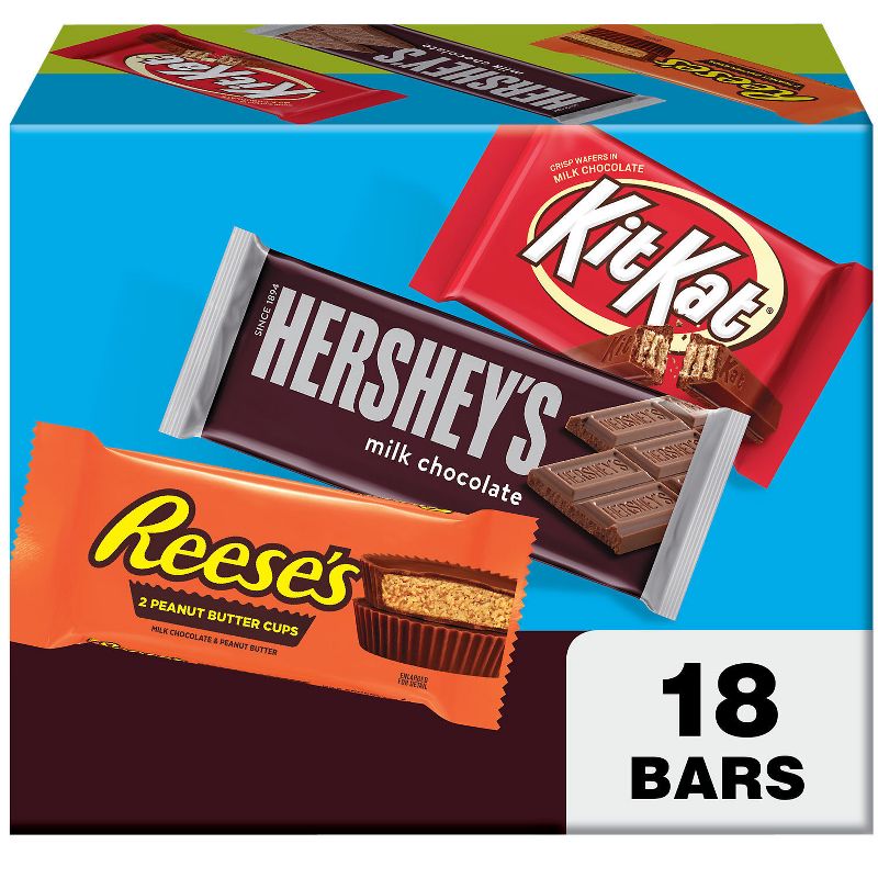 Reese&#39;s, Hershey&#39;s and Kit Kat Milk Chocolate Candy Bars Variety Pack - 18ct, 1 of 8