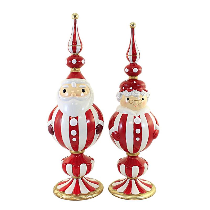 18.0 Inch Santa & Mrs Claus Mantle Finial Table Home Decor Decoration Santa Figurines, 1 of 4