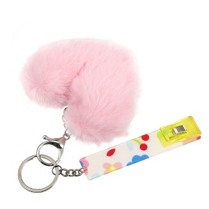Unique Bargains Card Grabber Keychain for Women with Pom Ball - 1 of 4