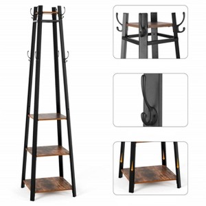 Artloge Heavy Duty Industrial Coat Rack Freestanding Clothing Stand Hall Tree Entryway Home Storage Shelves with 3 Shelves ＆ 8 Hooks - 1 of 4