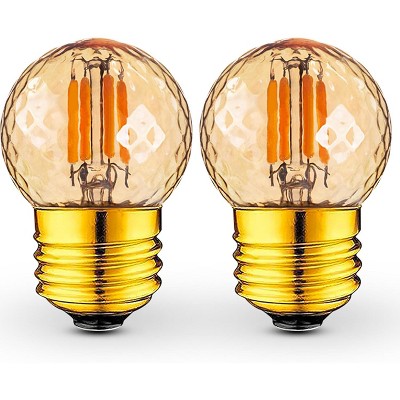 Runesay G40 Low Wattage LED Bulbs E26 Standard Screw Base 3 Watt Equivalent to 25W Decor Bulb, Dimmable Amber Edison Bulbs Warm White 2700K, 2Pcs