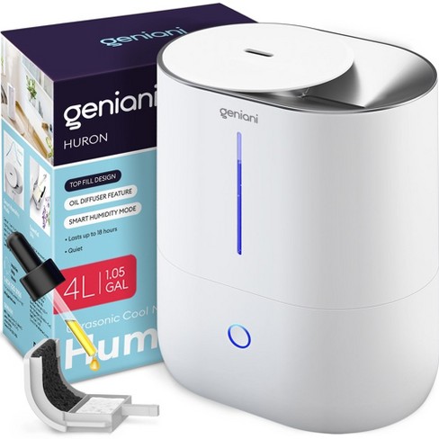Geniani Top Fill Cool Mist Humidifiers 4l With Essential Oil Tray For Home,  Bedroom, Baby, Plants - Smart Mode, Quiet, Easy To Clean, Night Light :  Target